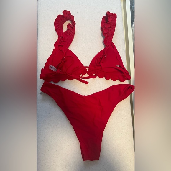 Red Ruffle Bikini Set - Picture 2 of 3